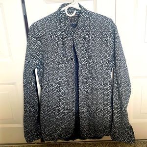 Michael Kors S slim fit long sleeve pattern dress shirt dark navy blue